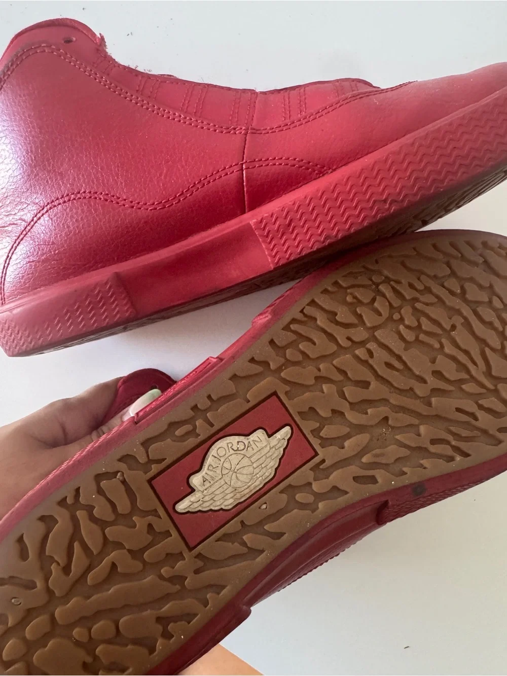 Red Air Jordan High Top Auto Clave Sneakers